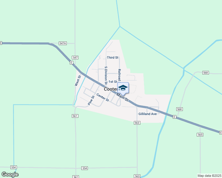 map of restaurants, bars, coffee shops, grocery stores, and more near in Cooter