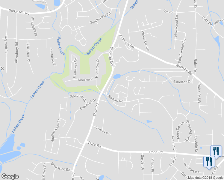 map of restaurants, bars, coffee shops, grocery stores, and more near 2656 Windy Crossing in Winston Salem