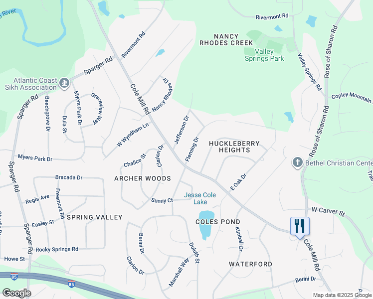 map of restaurants, bars, coffee shops, grocery stores, and more near 115 Fleming Drive in Durham