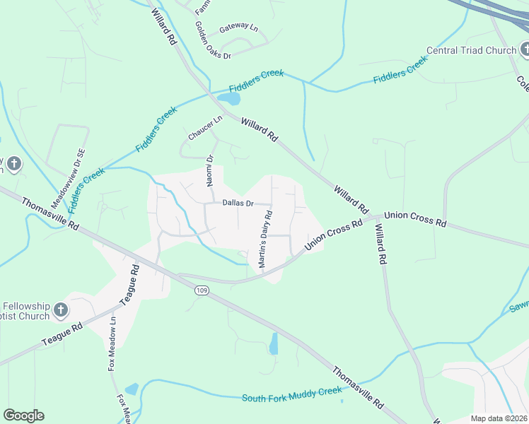 map of restaurants, bars, coffee shops, grocery stores, and more near 3020 Martin's Dairy Road in Winston-Salem