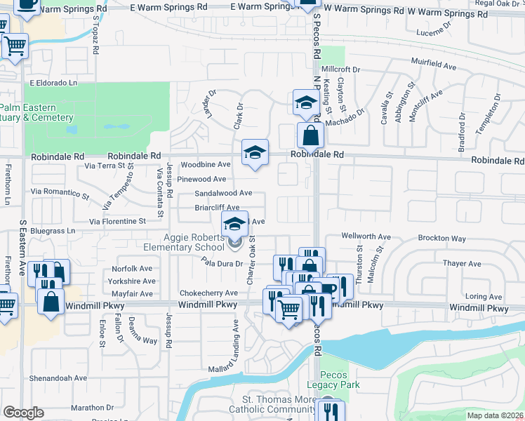 map of restaurants, bars, coffee shops, grocery stores, and more near 2706 Pastel Avenue in Henderson
