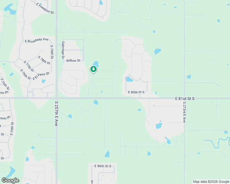 map of restaurants, bars, coffee shops, grocery stores, and more near 26331-26767 East 81st Street South in Broken Arrow