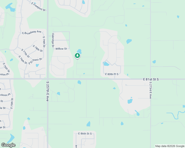 map of restaurants, bars, coffee shops, grocery stores, and more near 26331-26767 East 81st Street South in Broken Arrow