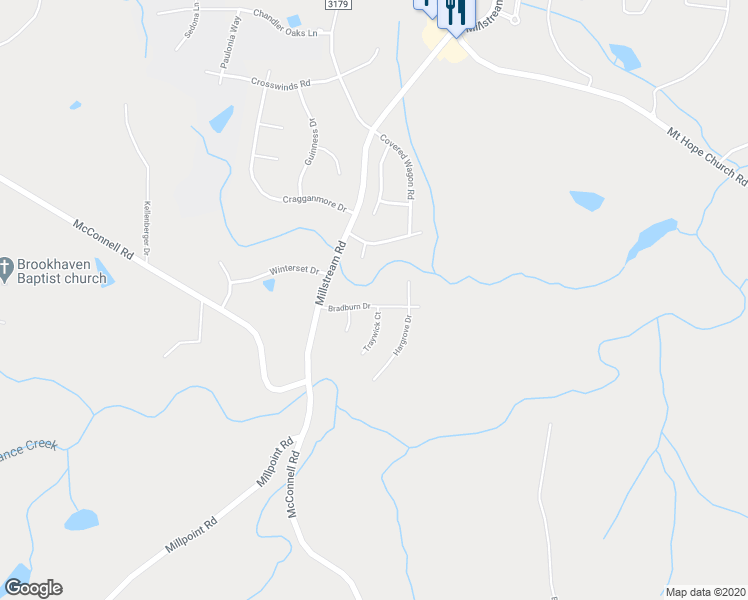 map of restaurants, bars, coffee shops, grocery stores, and more near 5419 Bradburn Drive in McLeansville