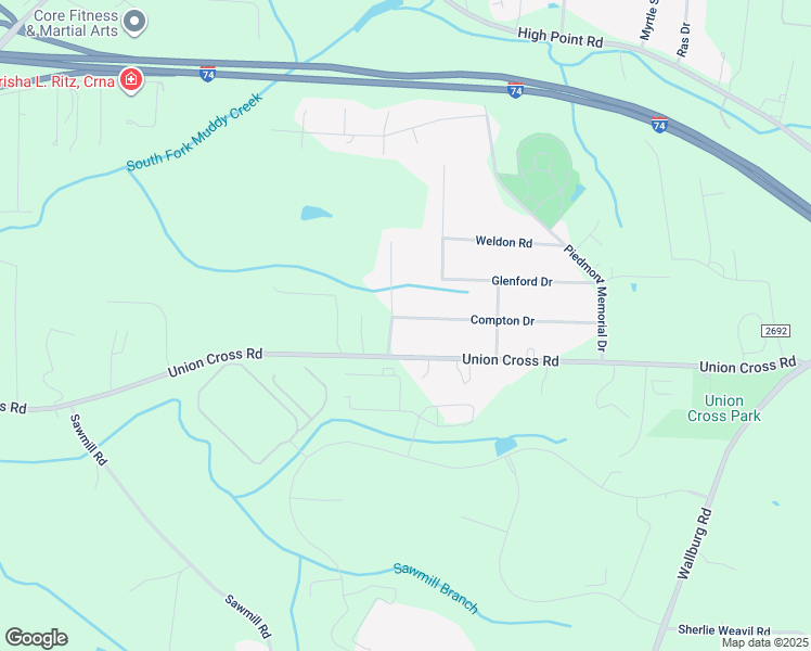 map of restaurants, bars, coffee shops, grocery stores, and more near 4210 Compton Drive in Winston-Salem