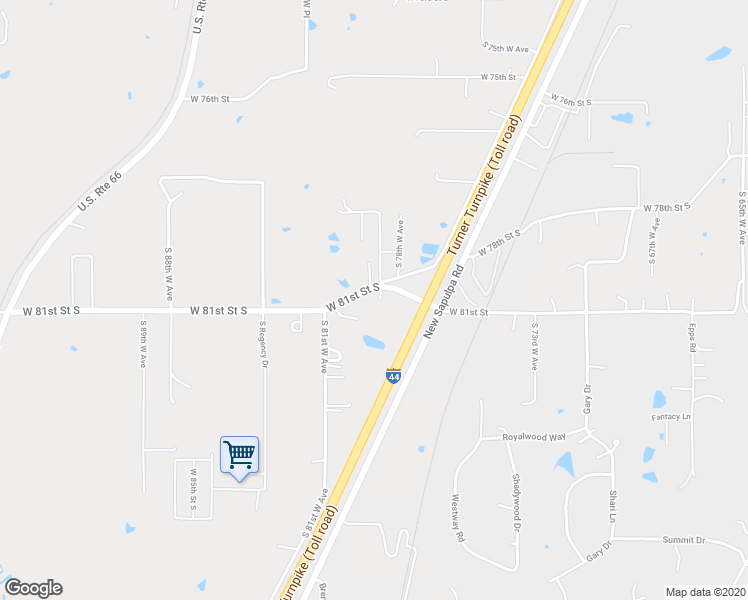 map of restaurants, bars, coffee shops, grocery stores, and more near 7930 West 81st Street in Tulsa