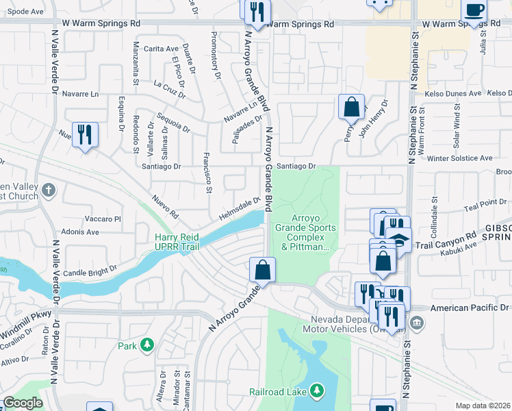 map of restaurants, bars, coffee shops, grocery stores, and more near 276 Helmsdale Drive in Henderson