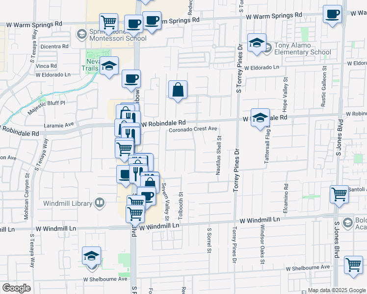 map of restaurants, bars, coffee shops, grocery stores, and more near 6708 Starshell Bay Avenue in Las Vegas