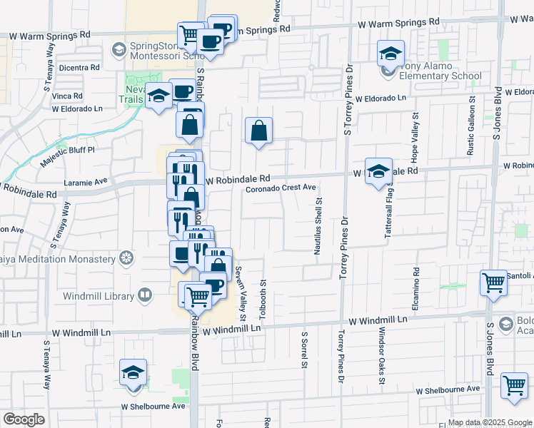 map of restaurants, bars, coffee shops, grocery stores, and more near 6708 Starshell Bay Avenue in Las Vegas