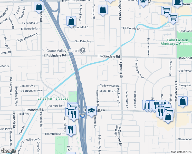 map of restaurants, bars, coffee shops, grocery stores, and more near 1545 East Darryl Avenue in Las Vegas