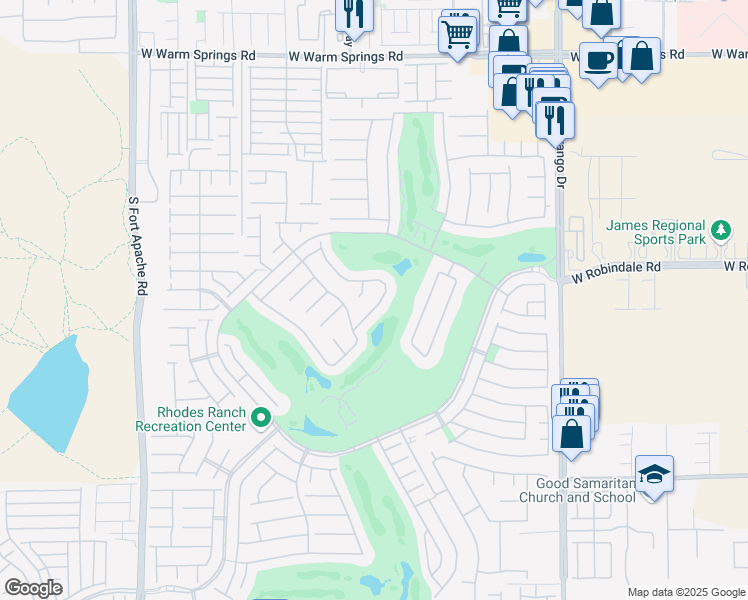 map of restaurants, bars, coffee shops, grocery stores, and more near 71 Sunshine Coast Lane in Las Vegas