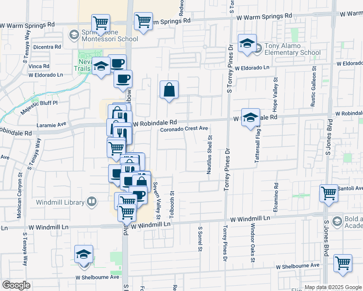 map of restaurants, bars, coffee shops, grocery stores, and more near 6678 Starshell Bay Avenue in Las Vegas