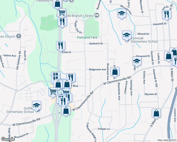 map of restaurants, bars, coffee shops, grocery stores, and more near 3666 Hege Street in Winston-Salem