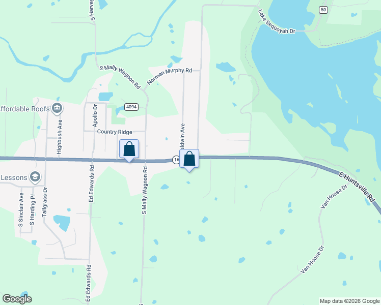 map of restaurants, bars, coffee shops, grocery stores, and more near 5901-6003 East Huntsville Road in Fayetteville