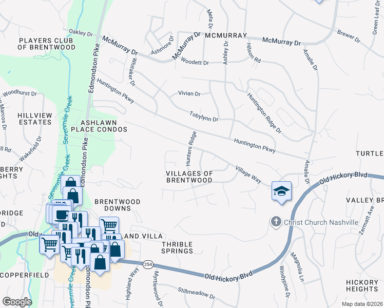 map of restaurants, bars, coffee shops, grocery stores, and more near 5217 Cardiff Drive in Nashville