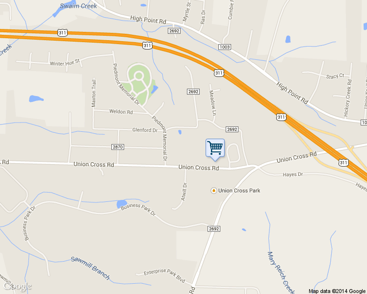 map of restaurants, bars, coffee shops, grocery stores, and more near 1946 Union Cross Road in Winston-Salem