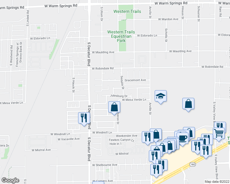 map of restaurants, bars, coffee shops, grocery stores, and more near 7850 Flagler Street in Las Vegas
