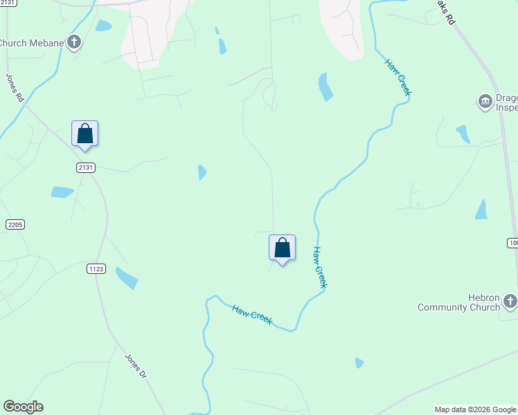 map of restaurants, bars, coffee shops, grocery stores, and more near 3573 Covington Trail in Mebane