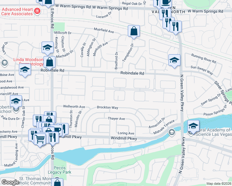 map of restaurants, bars, coffee shops, grocery stores, and more near 2334 Caserta Court in Henderson