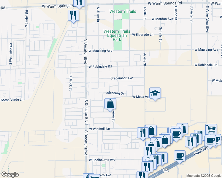 map of restaurants, bars, coffee shops, grocery stores, and more near 7850 Flagler Street in Las Vegas