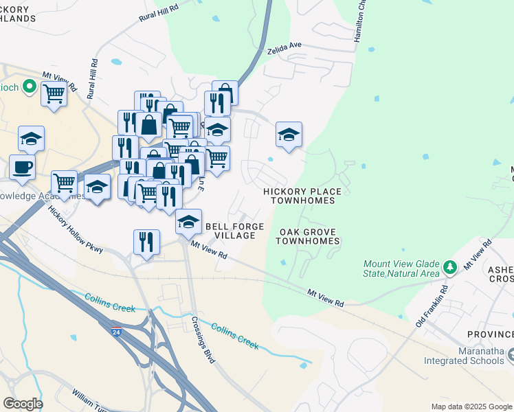 map of restaurants, bars, coffee shops, grocery stores, and more near 807 Beazer Lane in Nashville