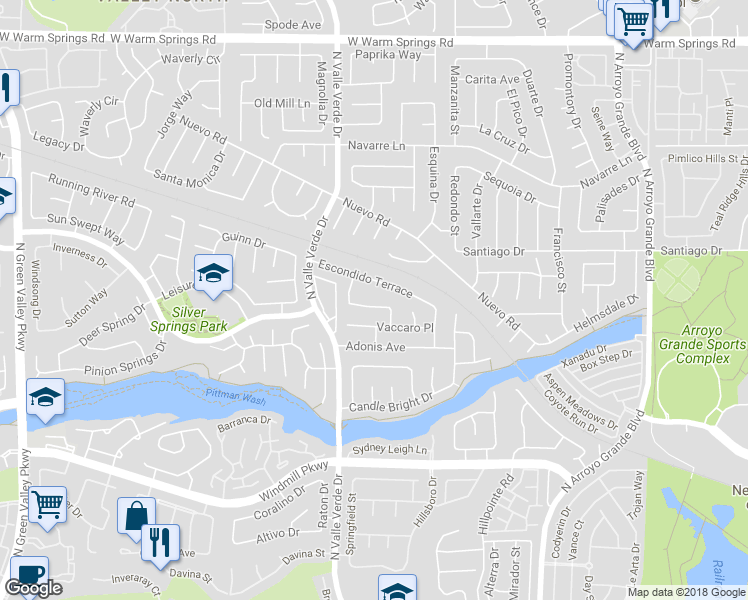 map of restaurants, bars, coffee shops, grocery stores, and more near 272 Cordero Drive in Henderson