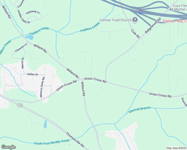 map of restaurants, bars, coffee shops, grocery stores, and more near 2374 Union Cross Road in Winston-Salem