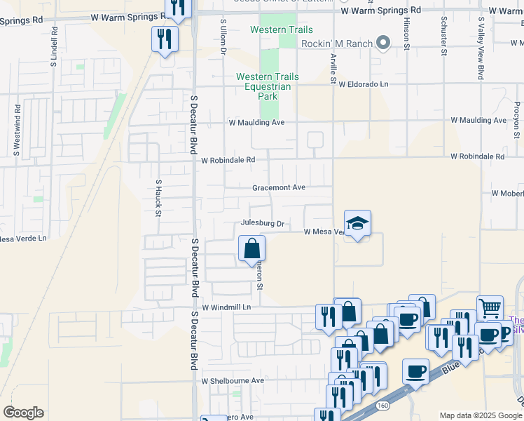 map of restaurants, bars, coffee shops, grocery stores, and more near 4599 Ordway Drive in Las Vegas