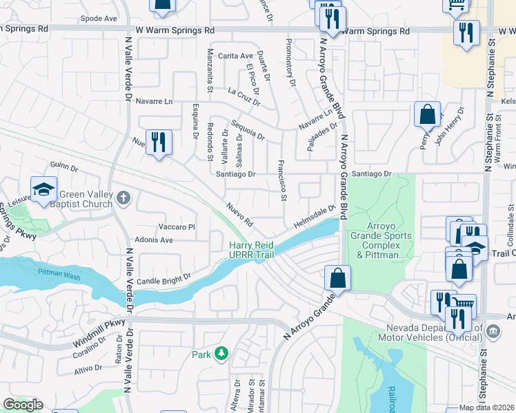 map of restaurants, bars, coffee shops, grocery stores, and more near 290 Pear Tree Circle in Henderson