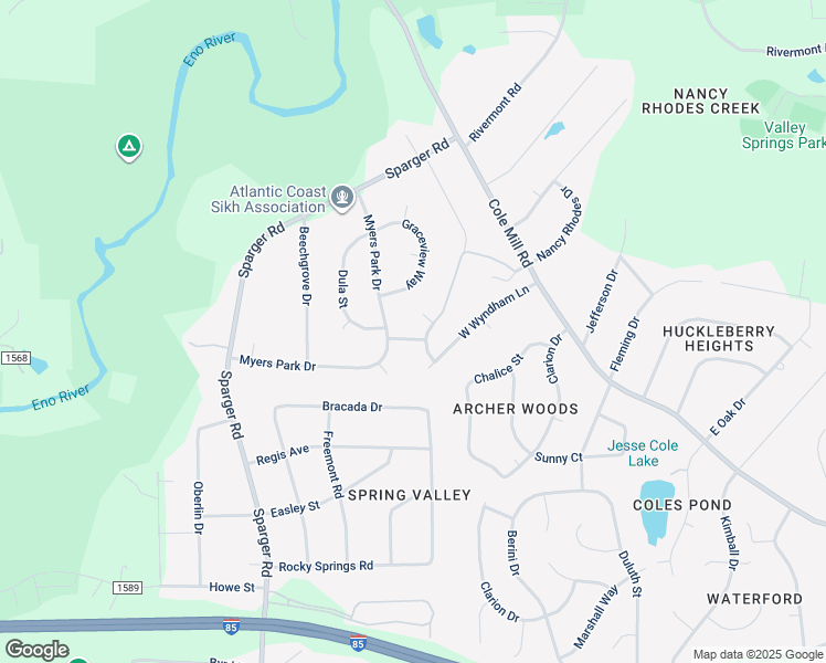 map of restaurants, bars, coffee shops, grocery stores, and more near 4507 Dula Street in Durham