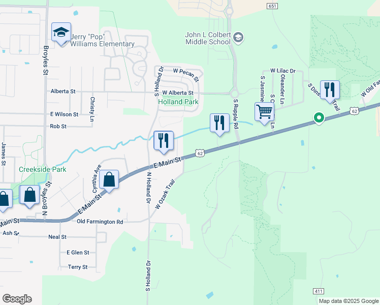 map of restaurants, bars, coffee shops, grocery stores, and more near 4294 Martin Luther King Junior Boulevard in Fayetteville
