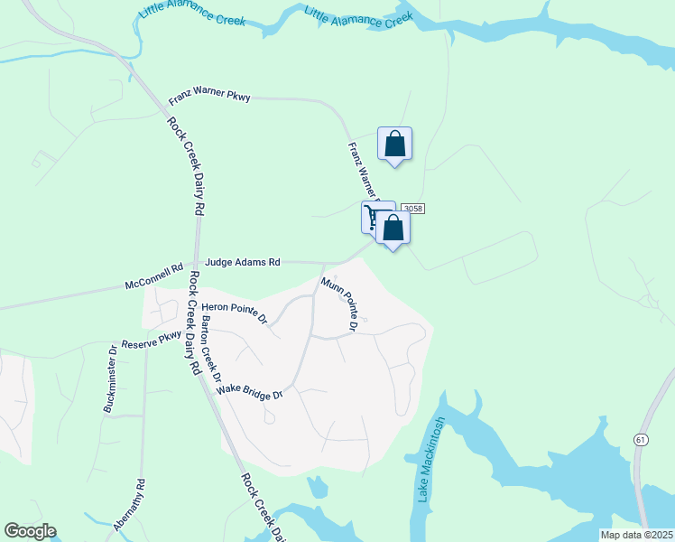 map of restaurants, bars, coffee shops, grocery stores, and more near 6715 Marielle Point in Whitsett