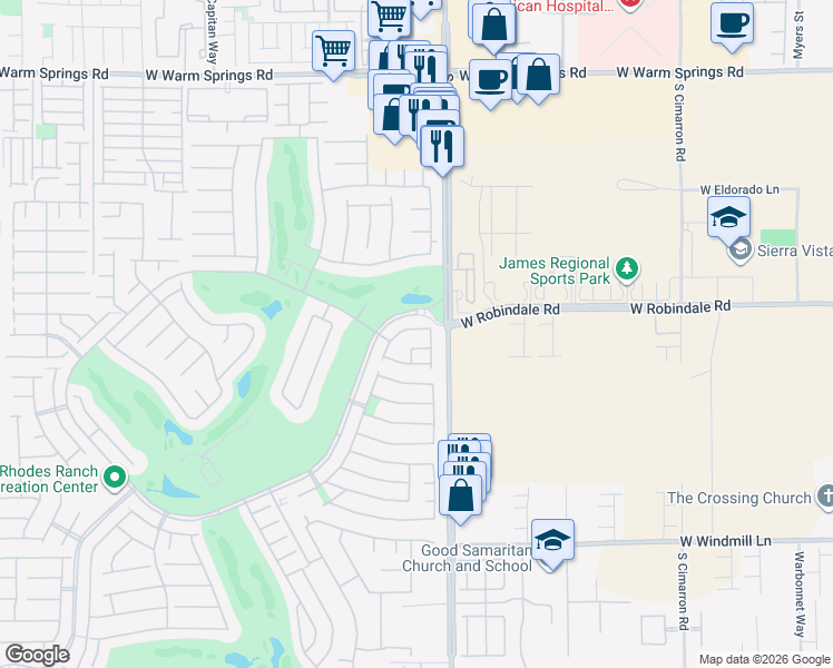 map of restaurants, bars, coffee shops, grocery stores, and more near 350 Glacier Meadow Road in Las Vegas