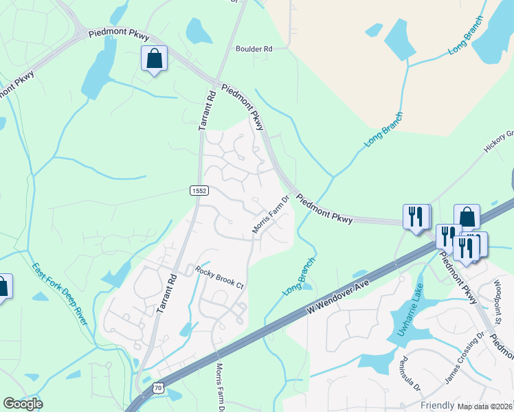 map of restaurants, bars, coffee shops, grocery stores, and more near 4479 Veranda Lake Court in Greensboro