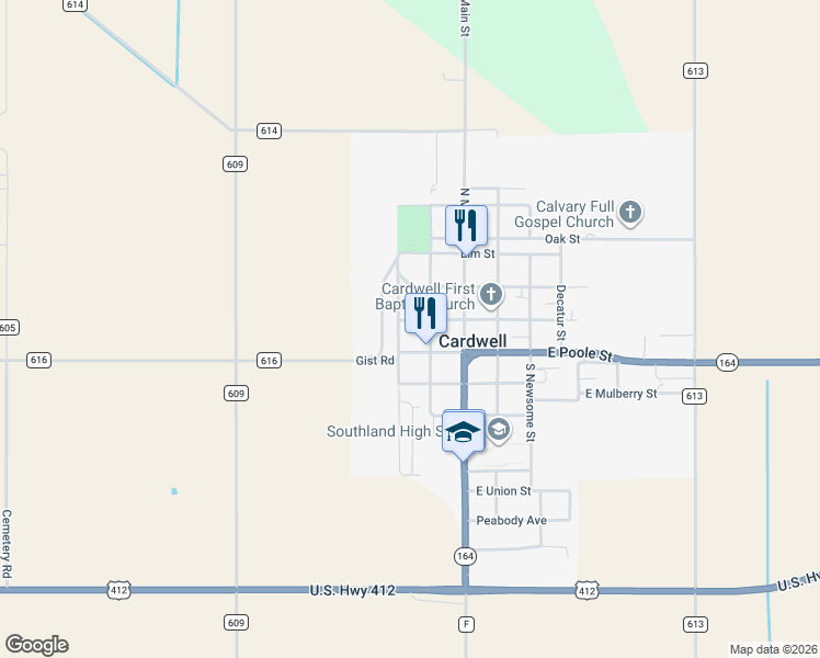 map of restaurants, bars, coffee shops, grocery stores, and more near 22 Bertig Street in Cardwell
