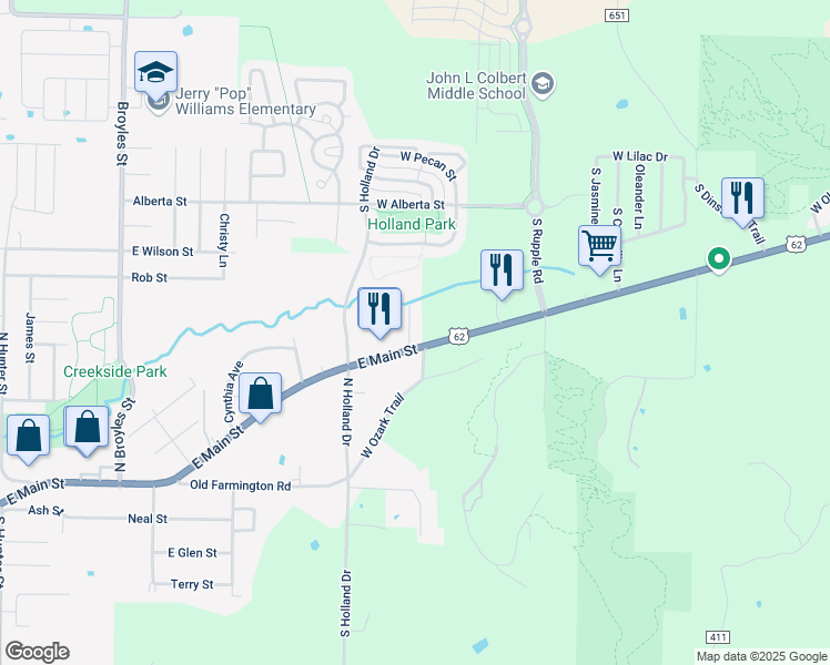 map of restaurants, bars, coffee shops, grocery stores, and more near 4294-4298 Martin Luther King Junior Boulevard in Fayetteville