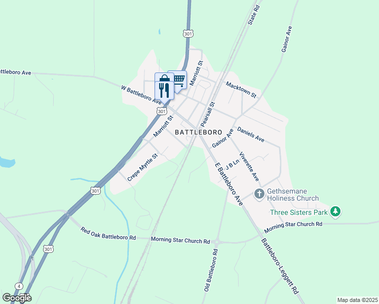 map of restaurants, bars, coffee shops, grocery stores, and more near in Rocky Mount