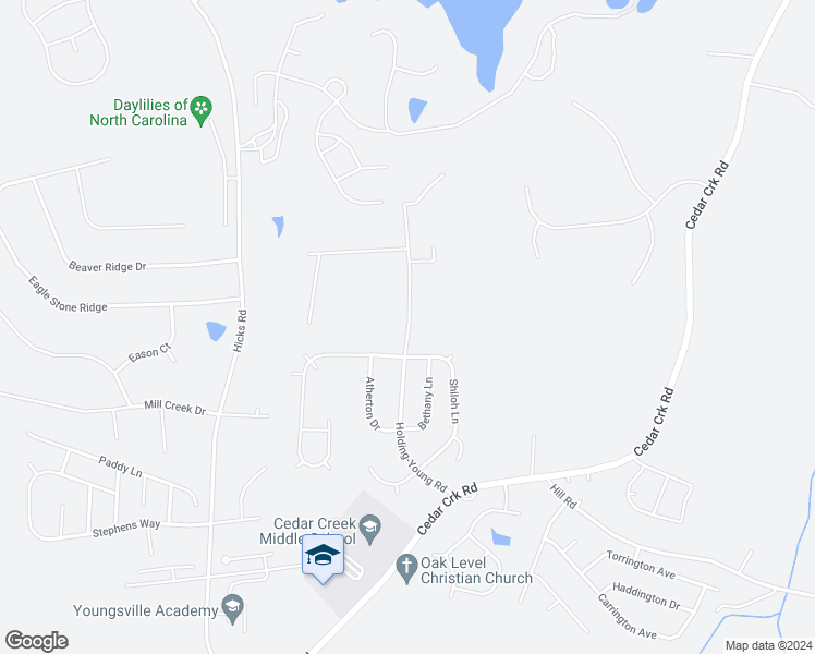 map of restaurants, bars, coffee shops, grocery stores, and more near 243 Holding-Young Road in Youngsville