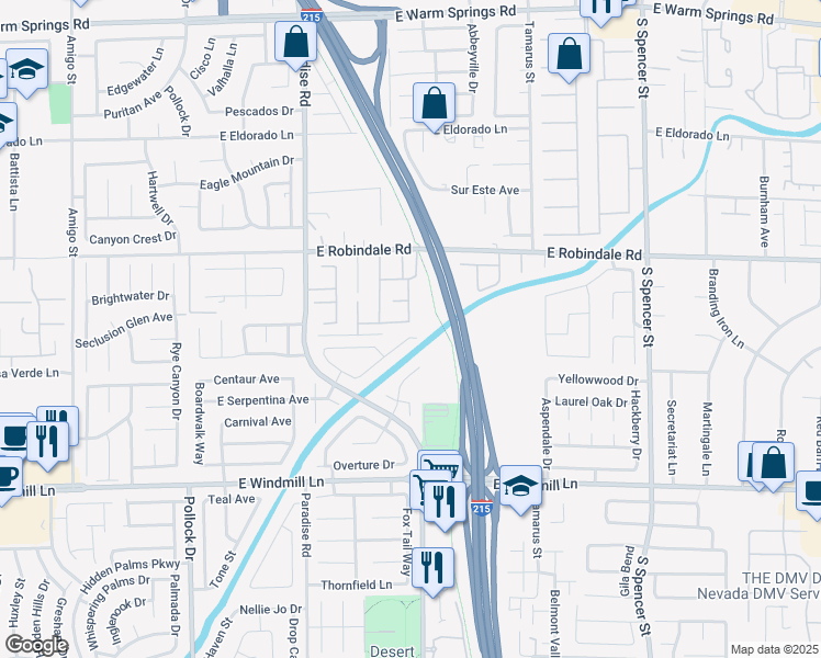 map of restaurants, bars, coffee shops, grocery stores, and more near 1187 Regal Lily Way in Las Vegas