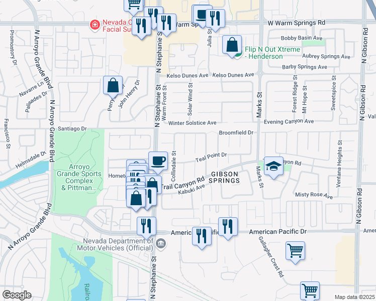 map of restaurants, bars, coffee shops, grocery stores, and more near 260 Corvallis Court in Henderson