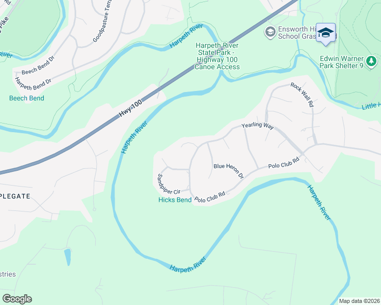 map of restaurants, bars, coffee shops, grocery stores, and more near 2993 Polo Club Road in Nashville