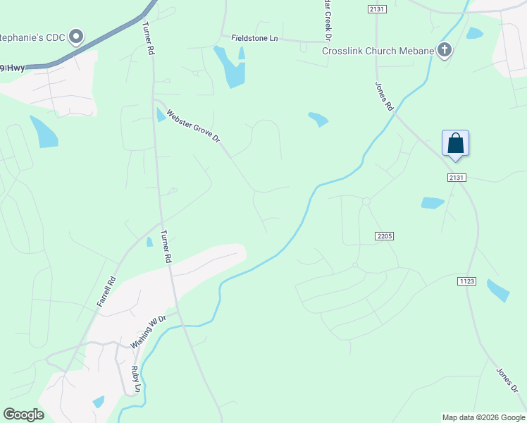 map of restaurants, bars, coffee shops, grocery stores, and more near 2042 Royce Drive in Mebane