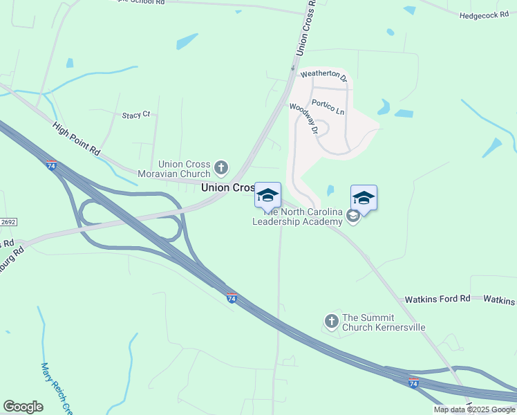 map of restaurants, bars, coffee shops, grocery stores, and more near 4300 High Point Road in Kernersville