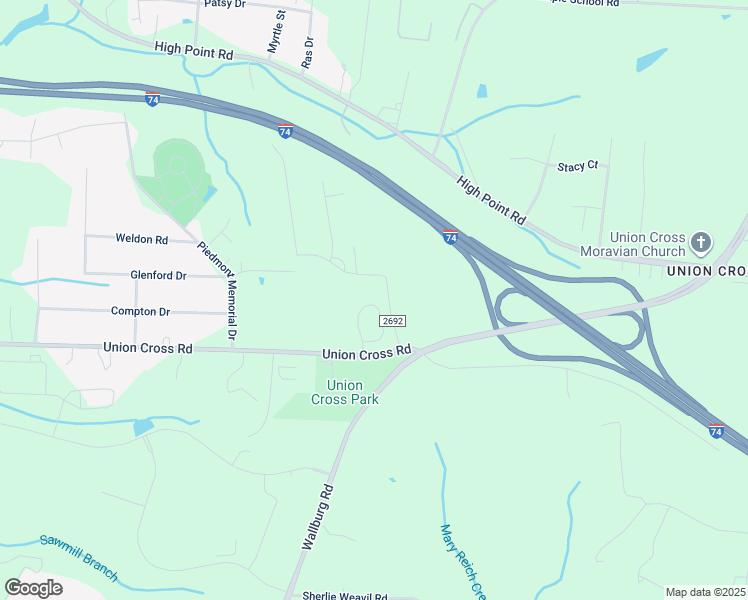 map of restaurants, bars, coffee shops, grocery stores, and more near 119 Woodgate Circle in Winston-Salem