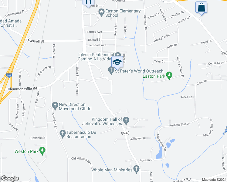map of restaurants, bars, coffee shops, grocery stores, and more near 3727 Old Lexington Road in Winston-Salem