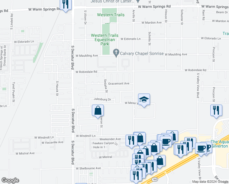 map of restaurants, bars, coffee shops, grocery stores, and more near 7743 Pacific Dunes Street in Las Vegas