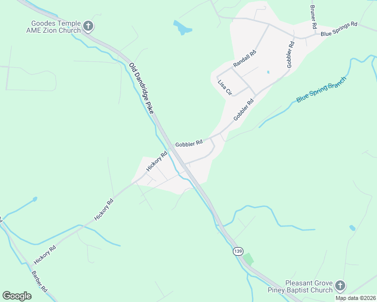 map of restaurants, bars, coffee shops, grocery stores, and more near 2815 Gobbler Road in Strawberry Plains