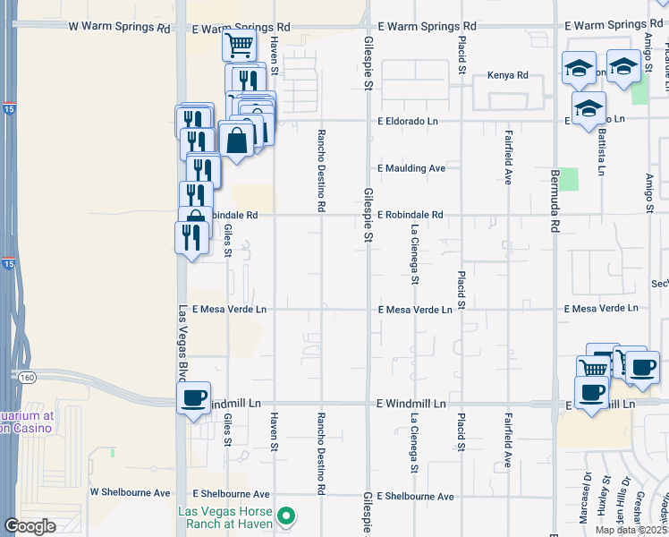 map of restaurants, bars, coffee shops, grocery stores, and more near 7792 Rancho Destino Road in Las Vegas
