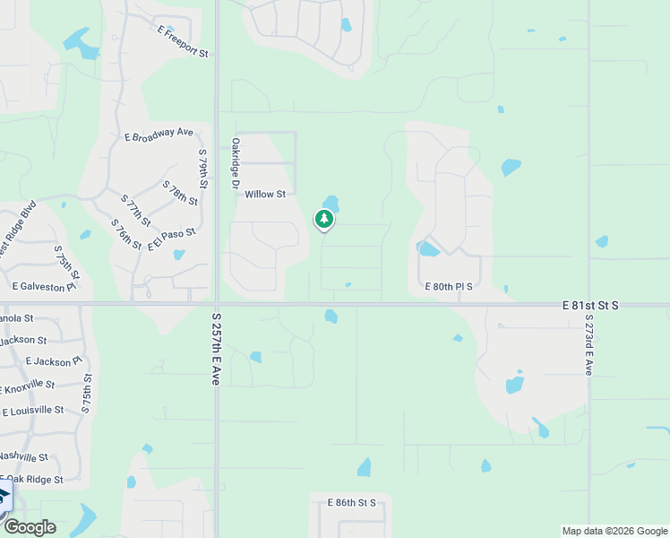 map of restaurants, bars, coffee shops, grocery stores, and more near 25801-260004 Lariat Circle in Broken Arrow