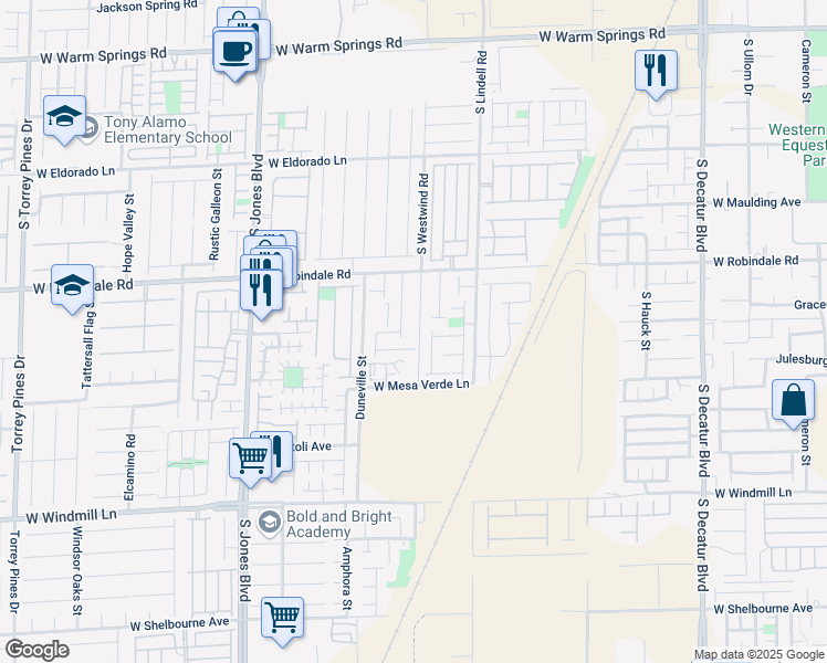 map of restaurants, bars, coffee shops, grocery stores, and more near 7830 Duneville Street in Las Vegas